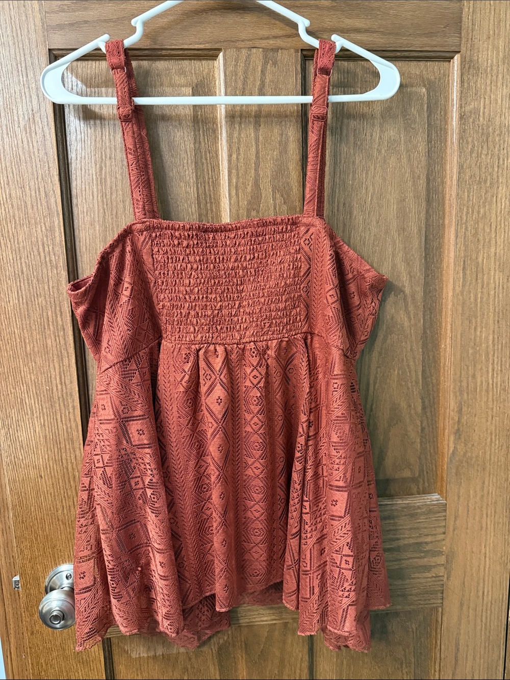 Rust Textured Square-Neck Tank Top - Picture 4 of 7